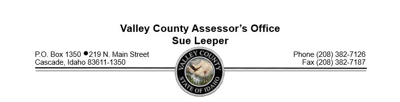 Official Website of Valley County, Idaho - Homeowner Exemption 